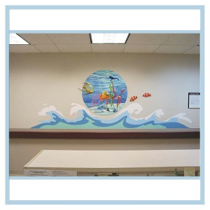 3d-fish-underwater-mural-with-diver-waves-hallway-art-healthcare-design