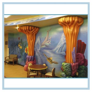 3D-coral-columns-hospital-mural-wall-art