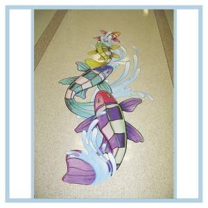 floor-decals-stickers-fish-splashes-hospital-art-healthcare-design-wayfinding-signage