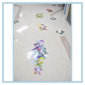 floor-decals-stickers-fish-splashes-hospital-art-healthcare-design-wayfinding