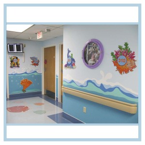 hospital-hallway-art-porthole-frame-with-print-3d-fish-room-markers-waves