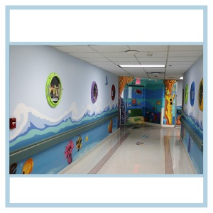 pediatric-entrance-3d-coral-fish-wall-art-porthole-frames-hospital-hallway-art-healthcare-design