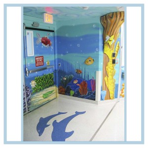 pediatric-entrance-murals-on-walls-healthcare-design-hospital-art-3d-fish-coral-columns