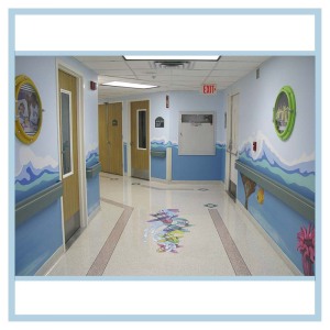 porthole-frame-wall-art-waves-in-hallway-healthcare-design-hospital-floor-decals-stickers