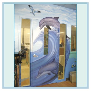 dolphins-painted-on-door-hospital-mural