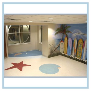 tropical-theme-surfboards-on-beach-hospital-art-healthcare-design