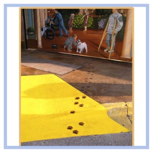 dog-prints-on-sidewalk-tuscany-mural-healthcare-design-hospital-art