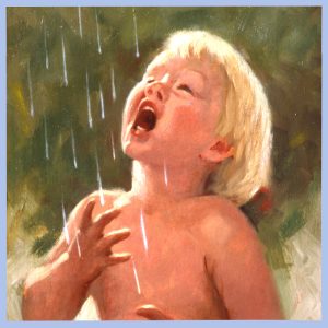 children catching the rain