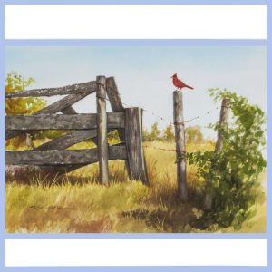 cardinals on fence